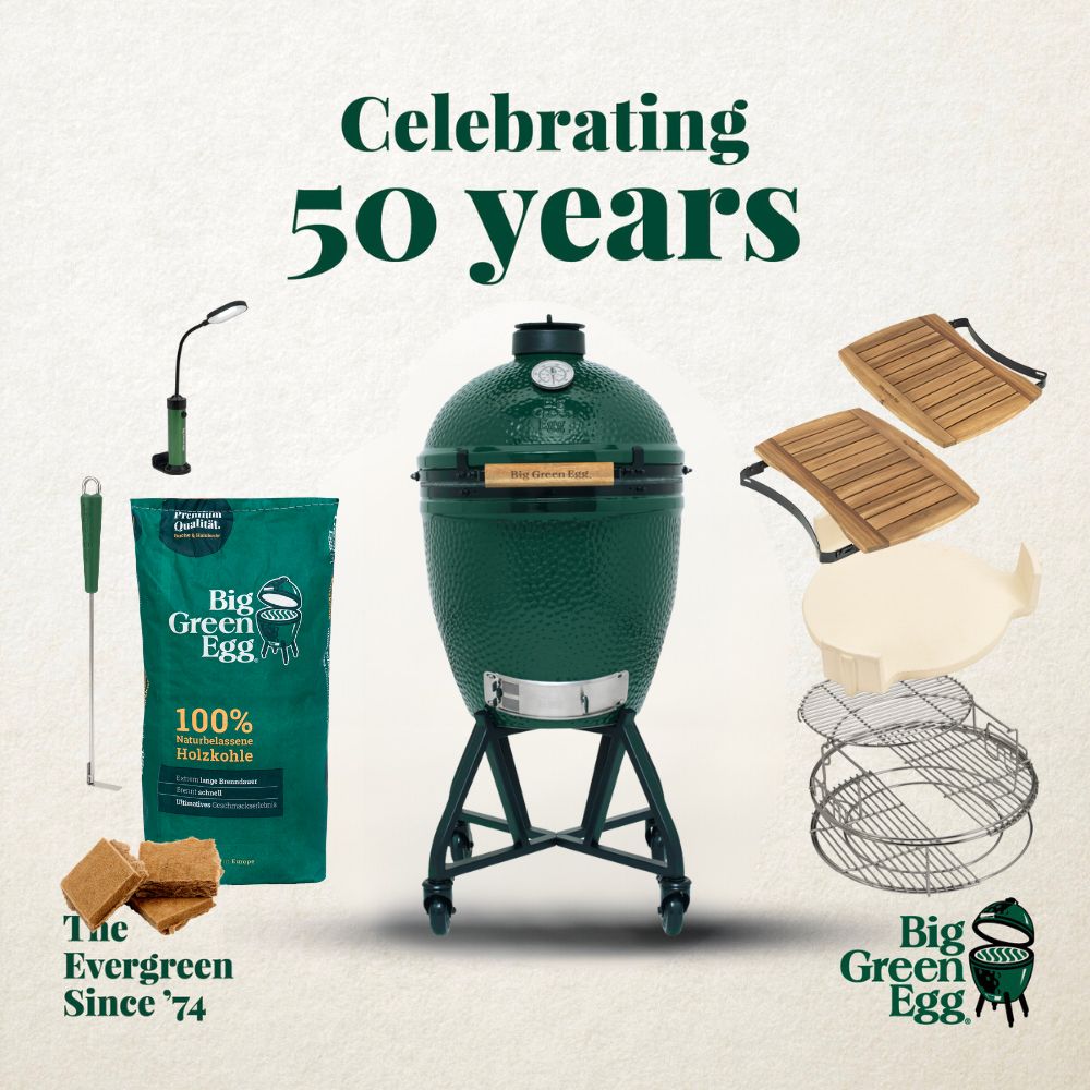 Big Green Egg Holzkohlegrill Pro Pack LARGE Starterset 50 Jahre Jubiläumset