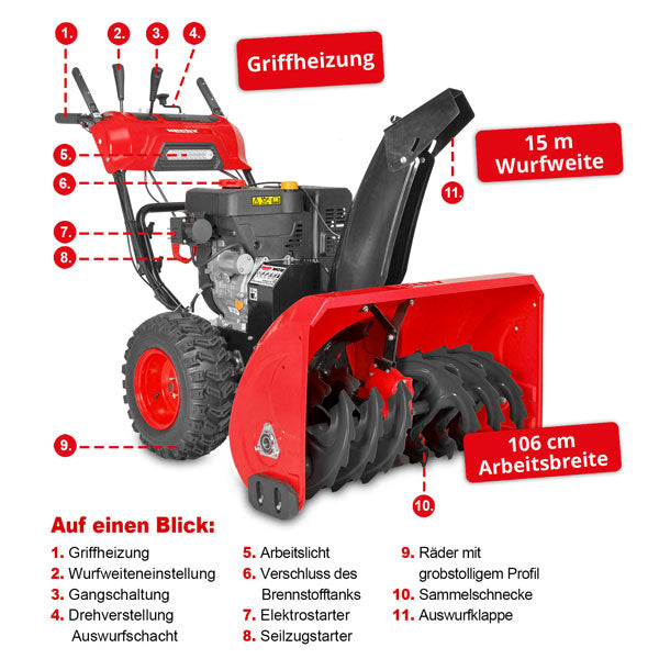 Hecht 9542 SQ Benzin Schneefräse