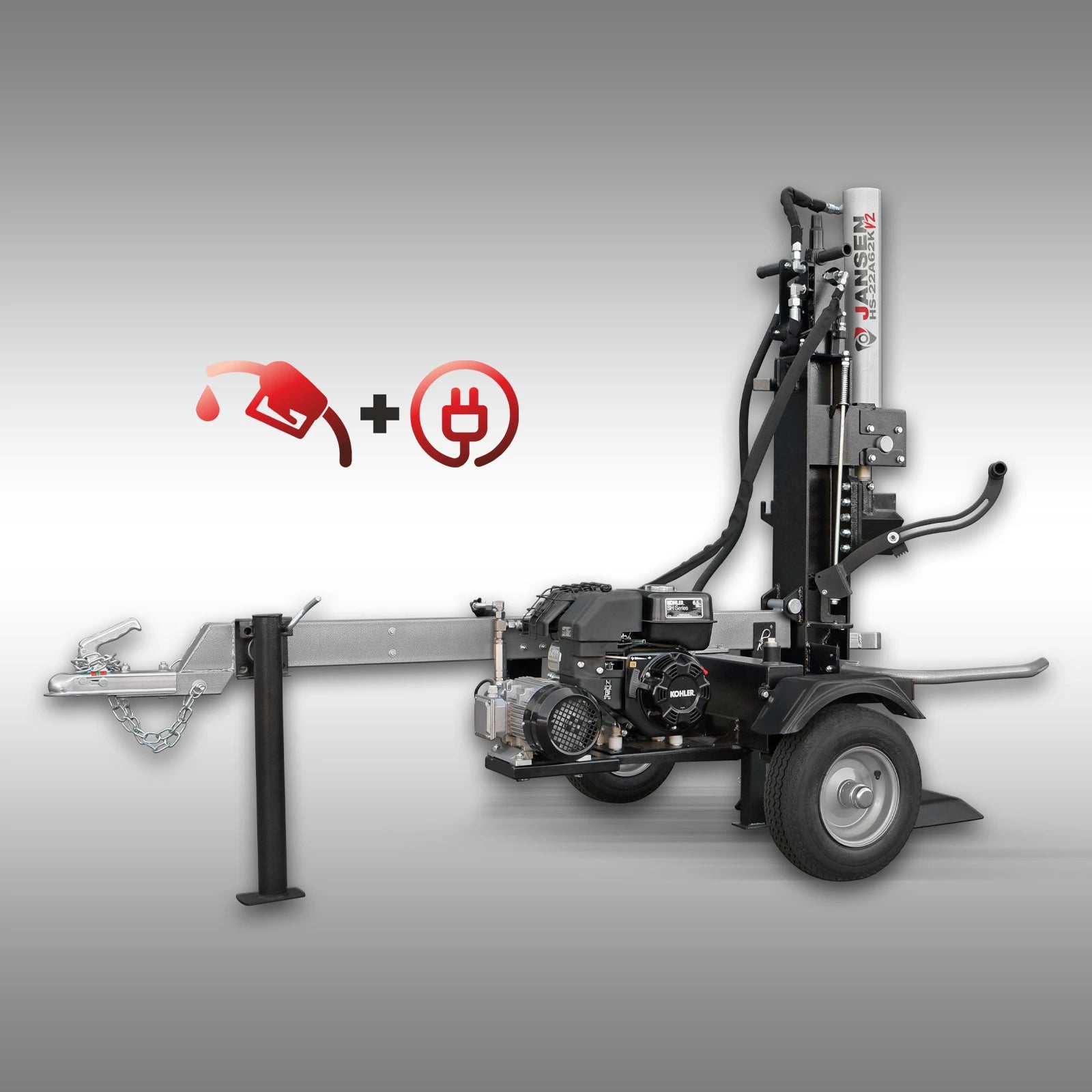 Jansen Holzspalter HS-22A62K-V2, KOMBI, Benzin+Elektro, 22 t, stehend