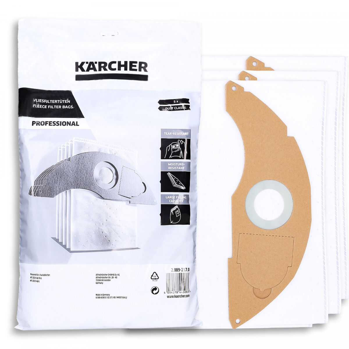 Kärcher Vliesfiltertüten NT 22/1 Staubklasse L 5 Stück