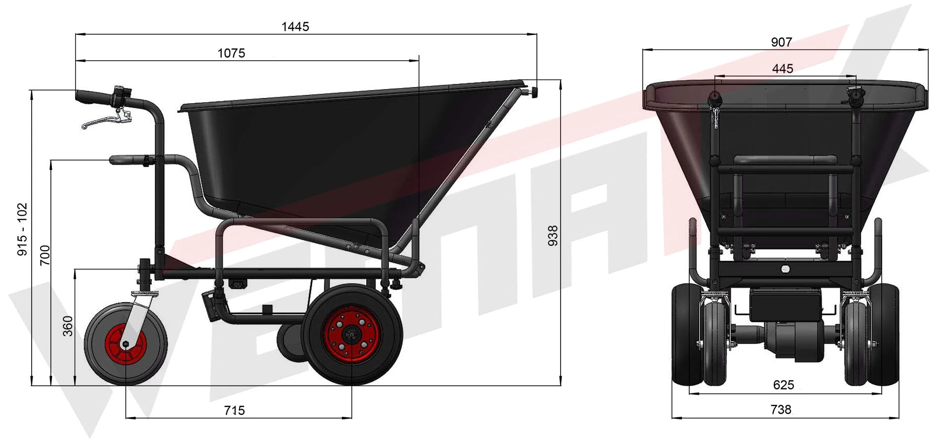 Wematik elektrische Schubkarre Regina mit Rückwärtsgang