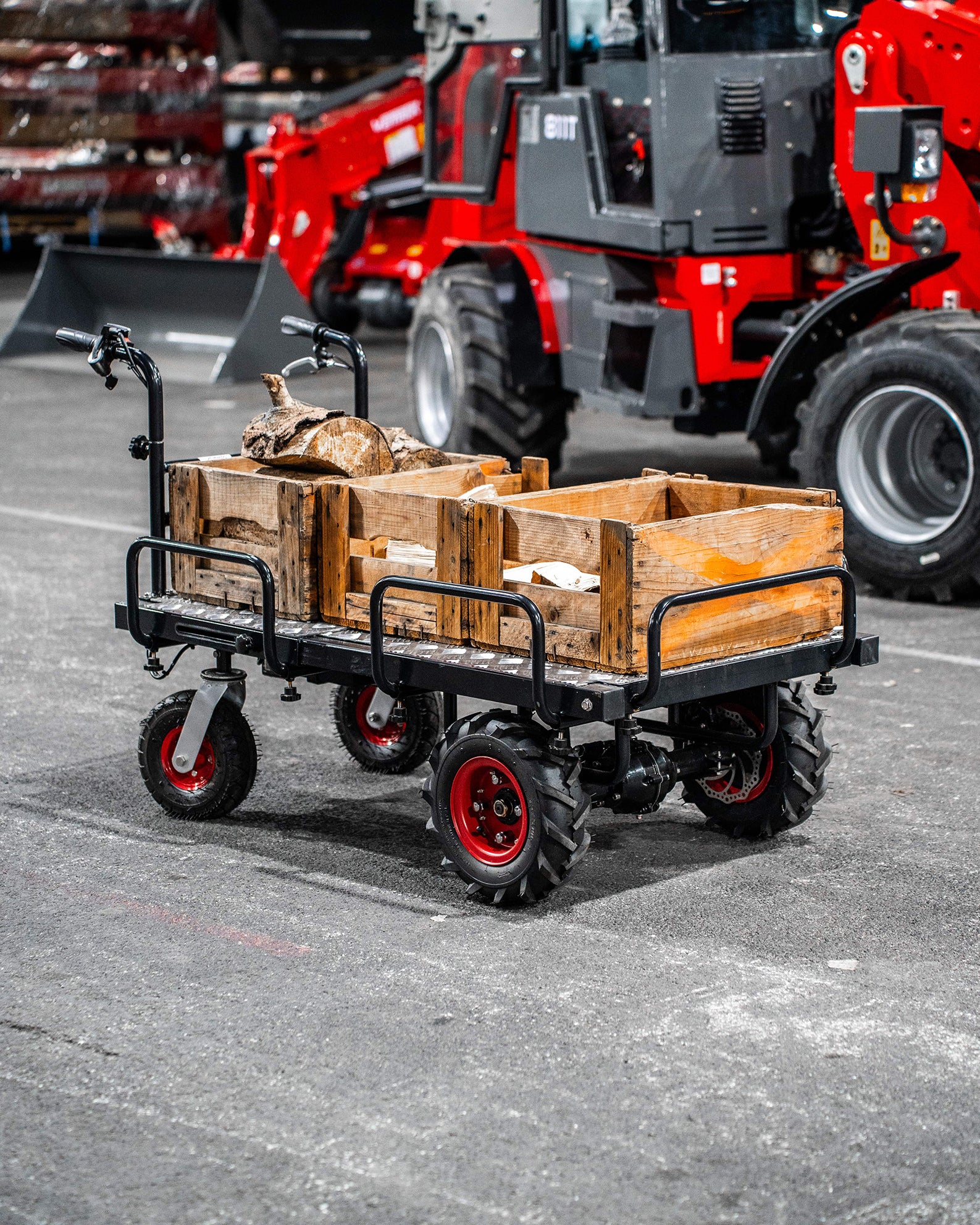 Wematik elektrische Schubkarre Edmonton Plus mit Rückwärtsgang, Motorschubkarre, Transportkarre