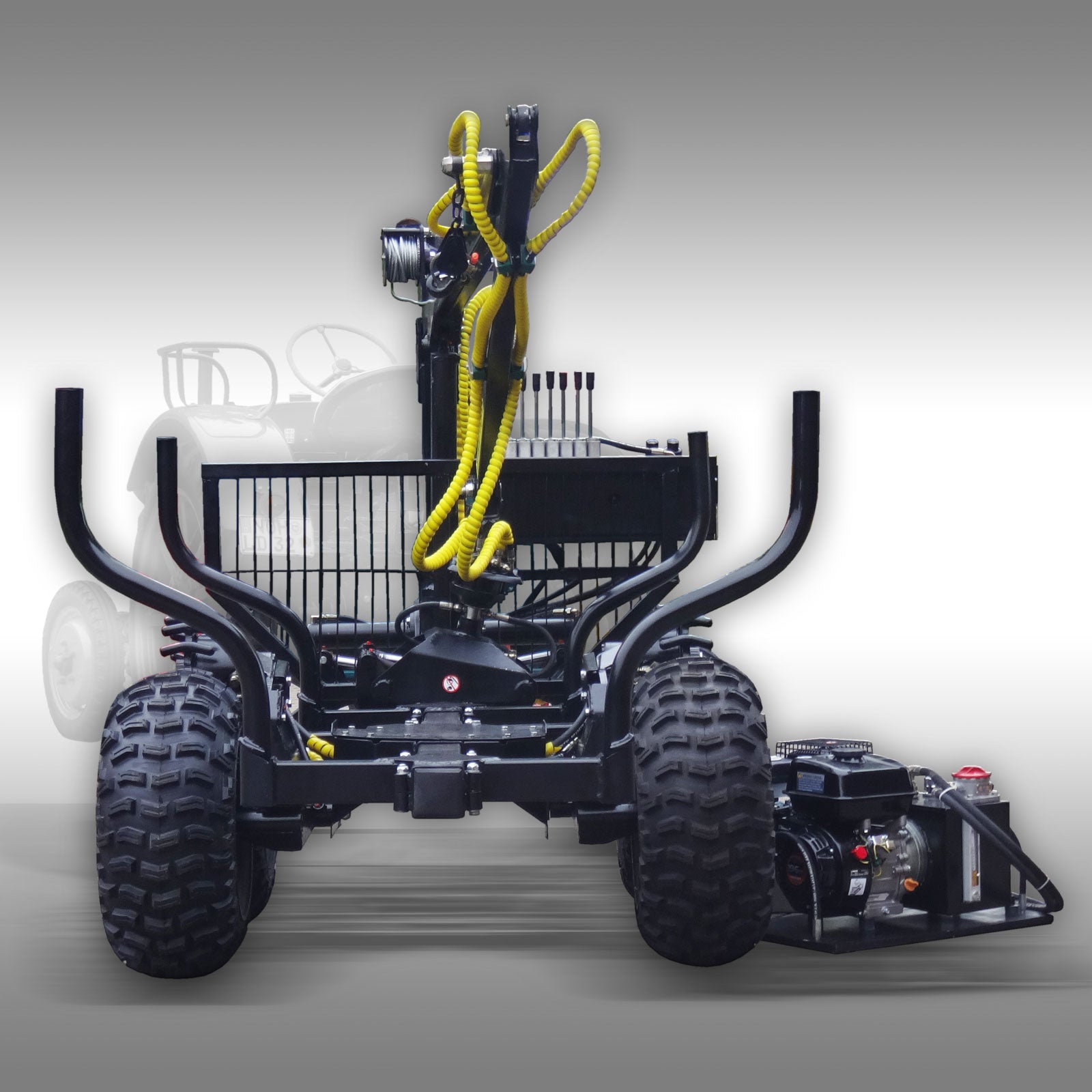 Holzrückewagen Jansen HRW-15, Holzanhänger mit Ladekran
