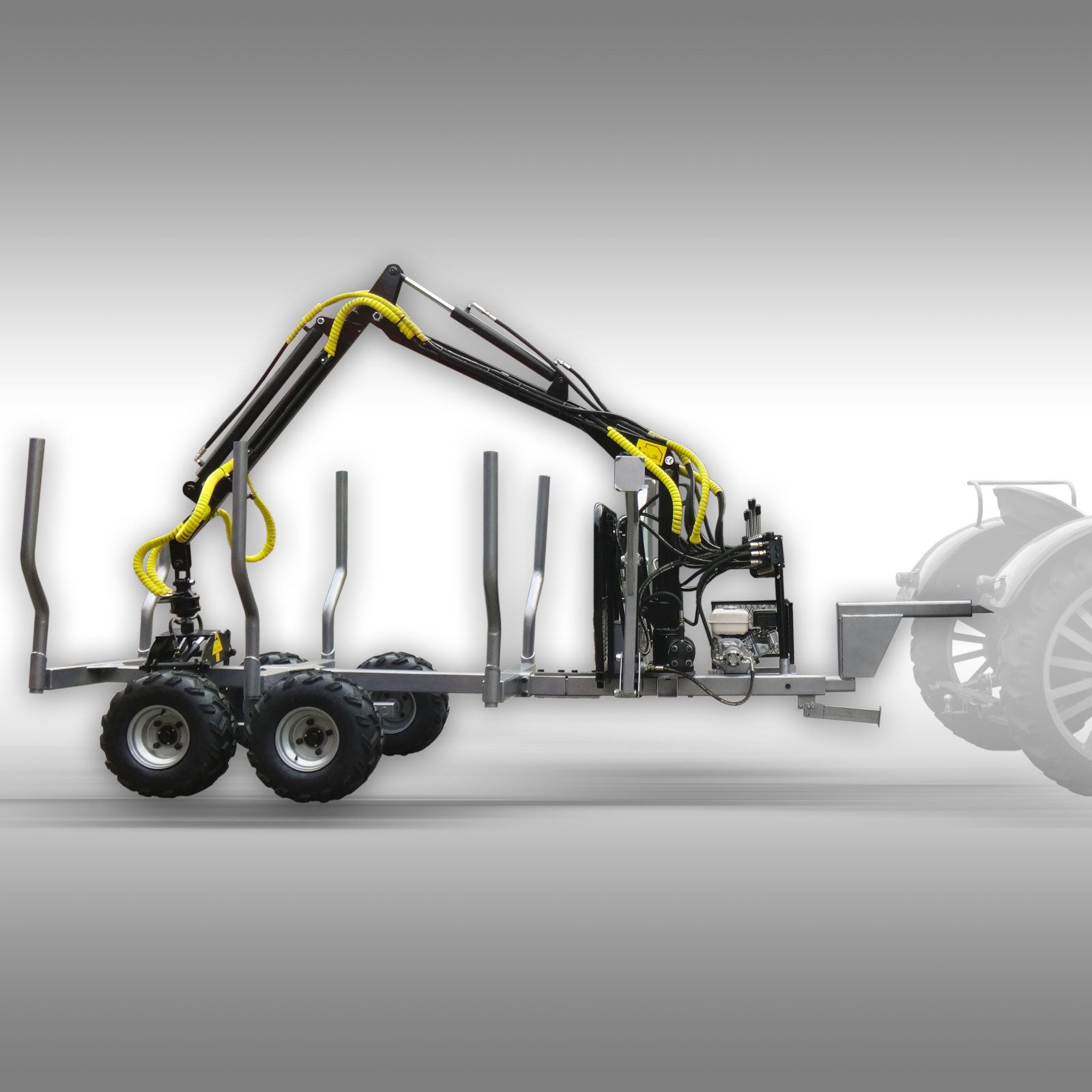 Holzrückewagen Jansen HRW-30, Holzanhänger mit Ladekran