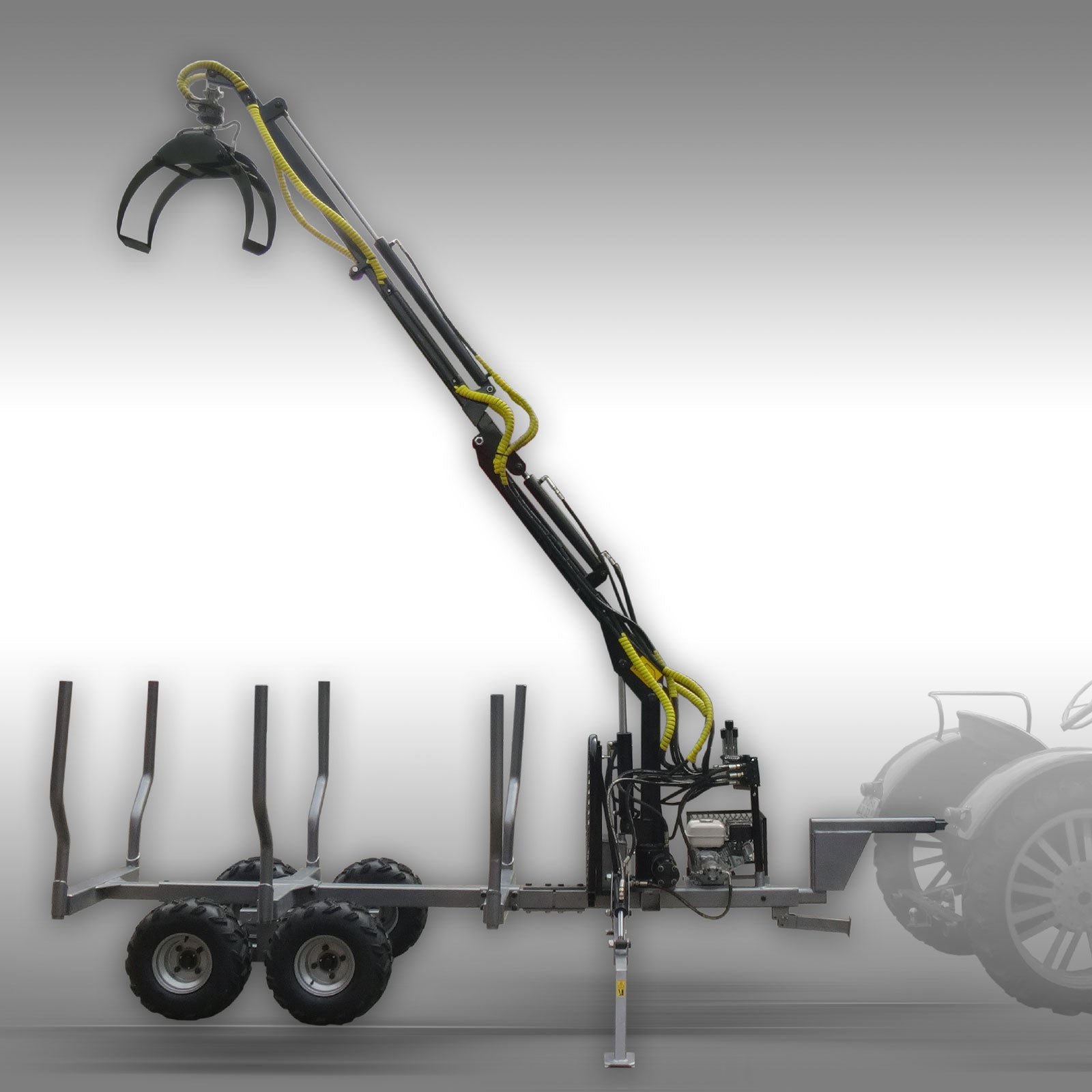 Holzrückewagen Jansen HRW-30, Holzanhänger mit Ladekran