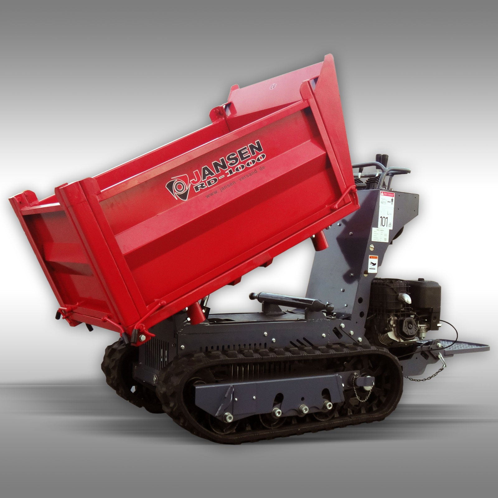 Raupendumper Jansen RD-1000, Kettendumper Motordumper, 3 Seiten-Kipper