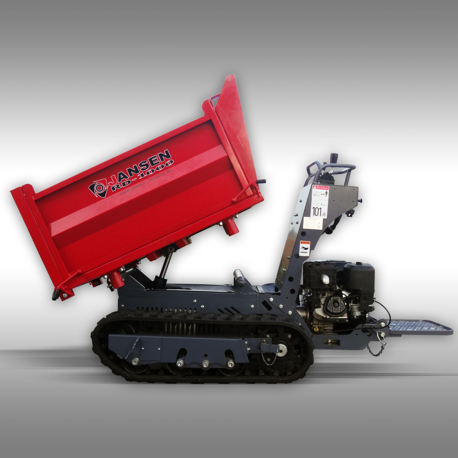 Raupendumper Jansen RD-1000, Kettendumper Motordumper, 3 Seiten-Kipper