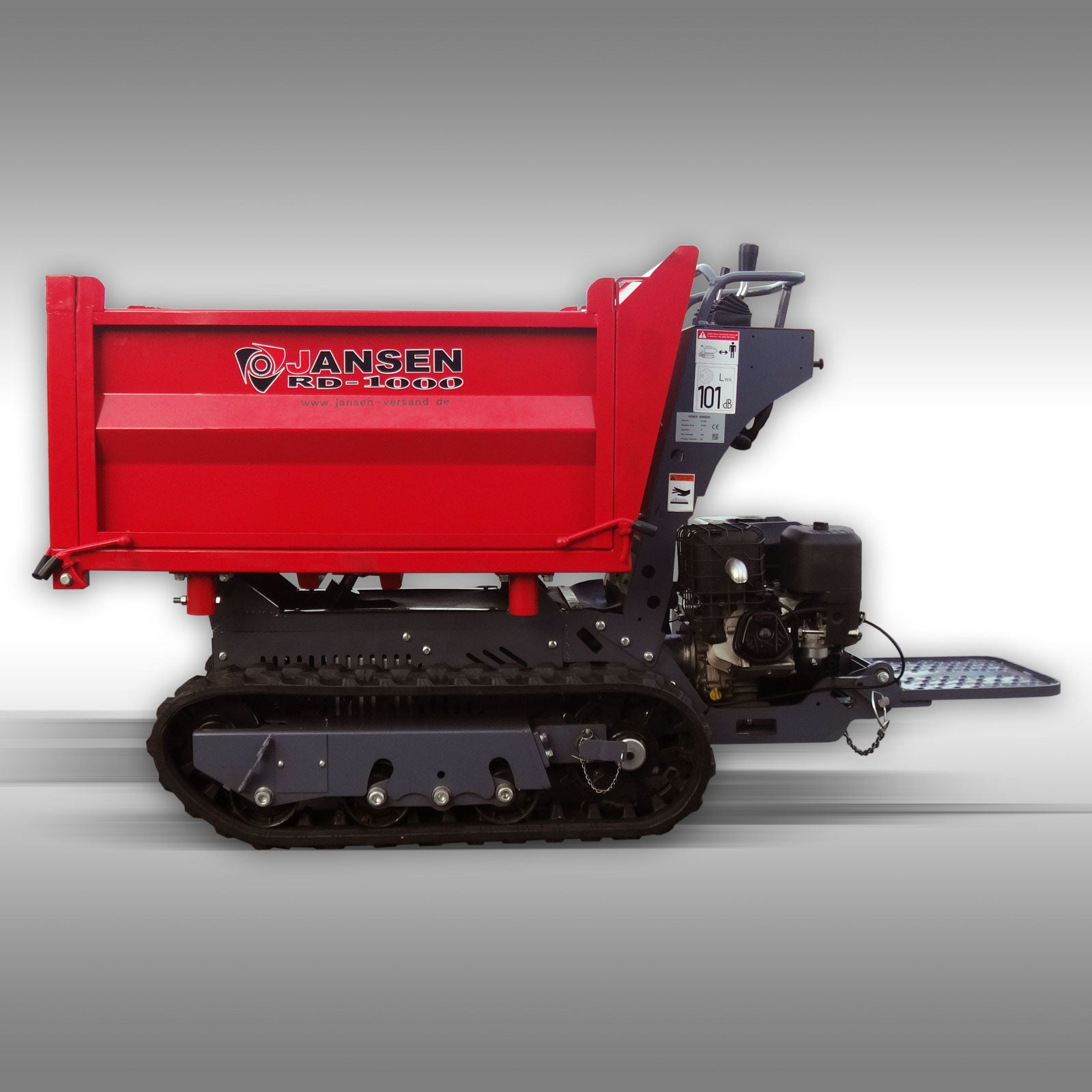 Raupendumper Jansen RD-1000, Kettendumper Motordumper, 3 Seiten-Kipper