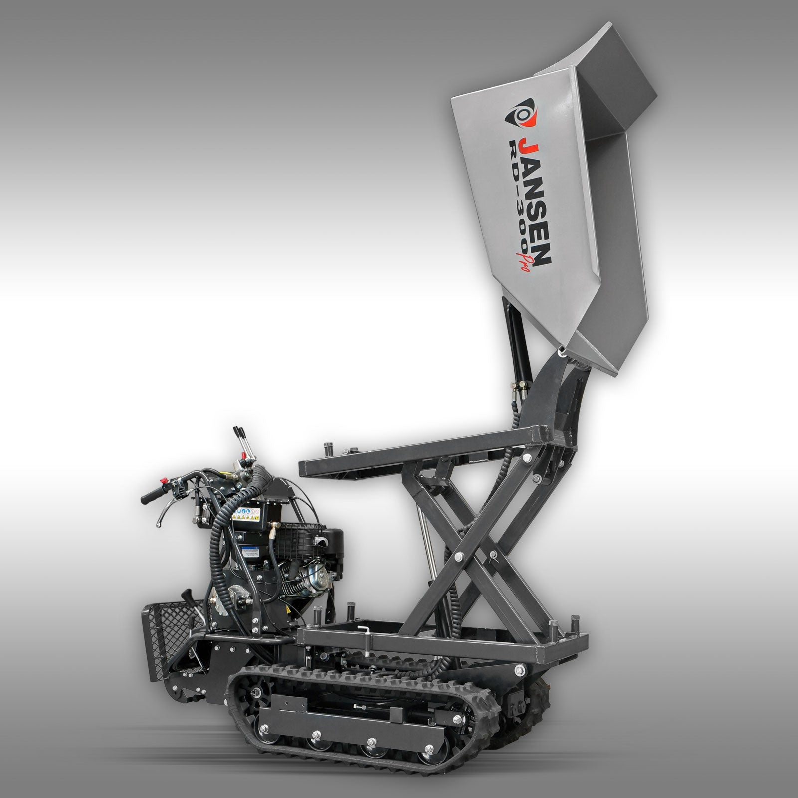 Raupendumper Jansen RD-300pro, hydraulische Mulde mit Hochkippsystem