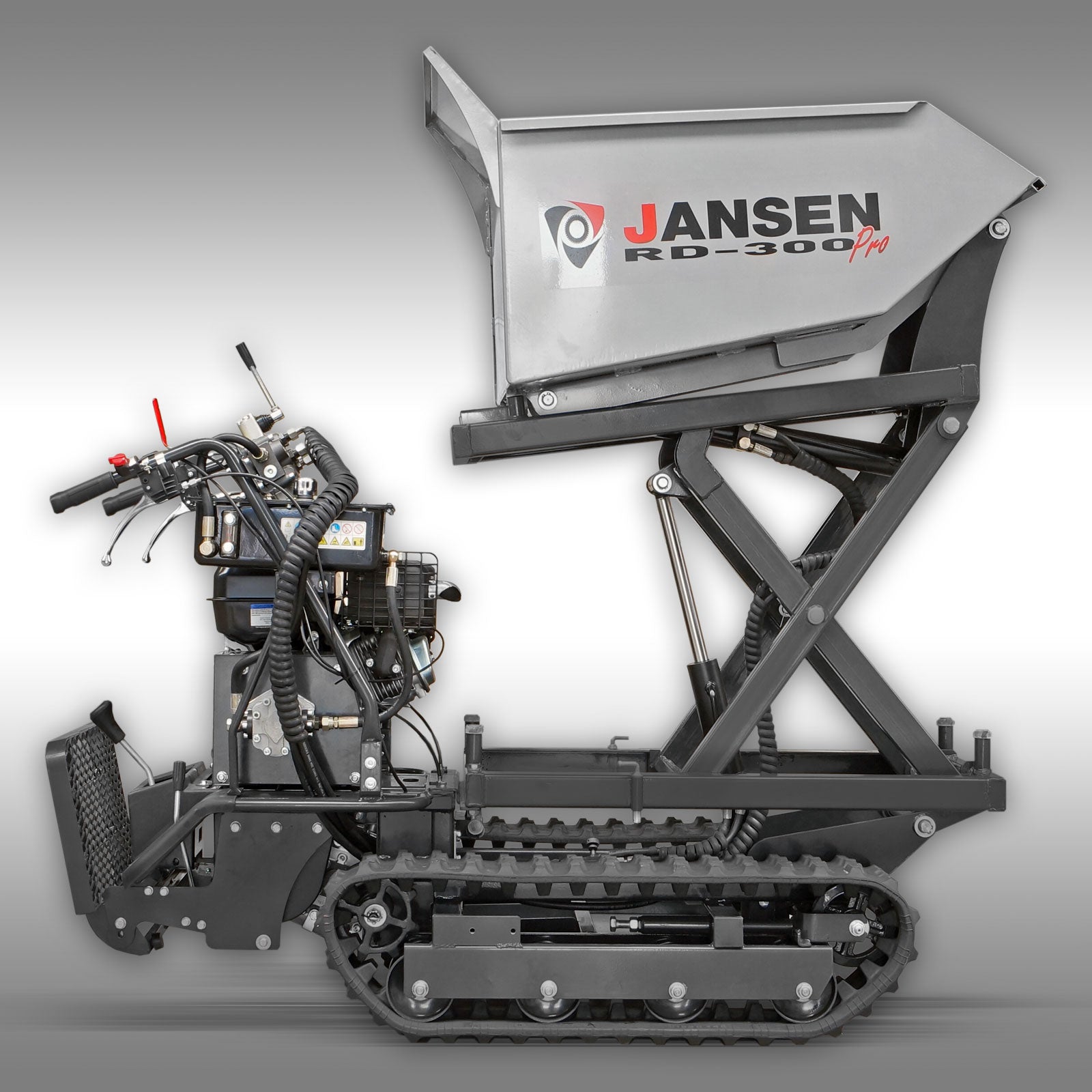 Raupendumper Jansen RD-300pro, hydraulische Mulde mit Hochkippsystem